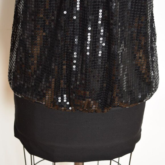 vintage Y2K dress Wet Seal black sequin bloused drop waist mini party prom XS - Picture 4 of 9
